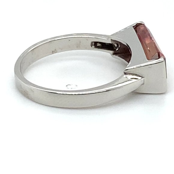 Bi Color Tourmaline 3.71ct Solid 14K White Gold Ring - Picture 5 of 7